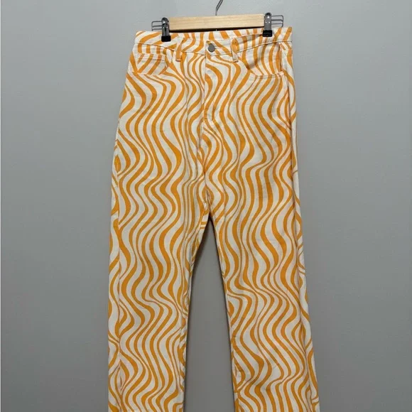 Cider Orange Mean Girl Wave Trim All Over Wide Leg Pants - Picture 2 of 7